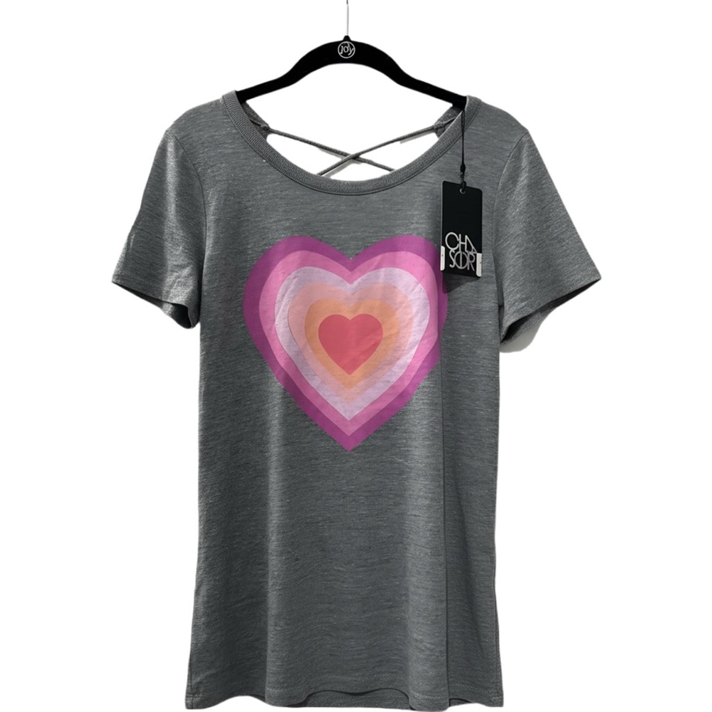 NWT! Chaser Heart Vintage Wash Triblend Strappy Drape Tee in Streaky Grey!
